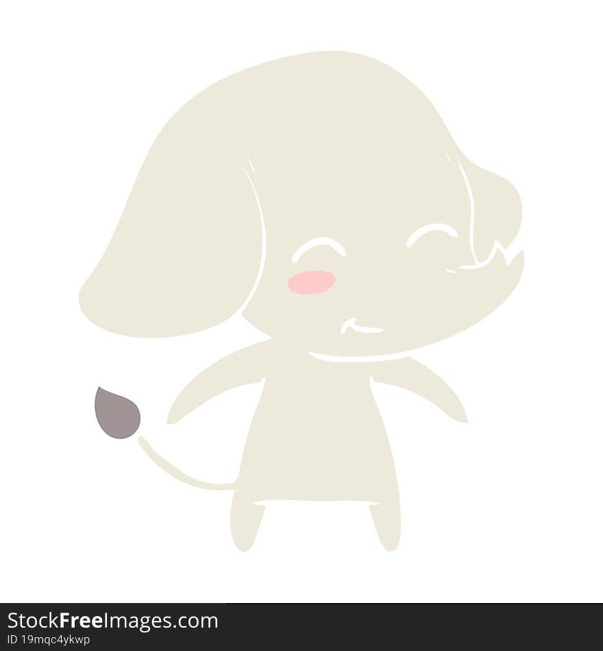 Cute Flat Color Style Cartoon Elephant