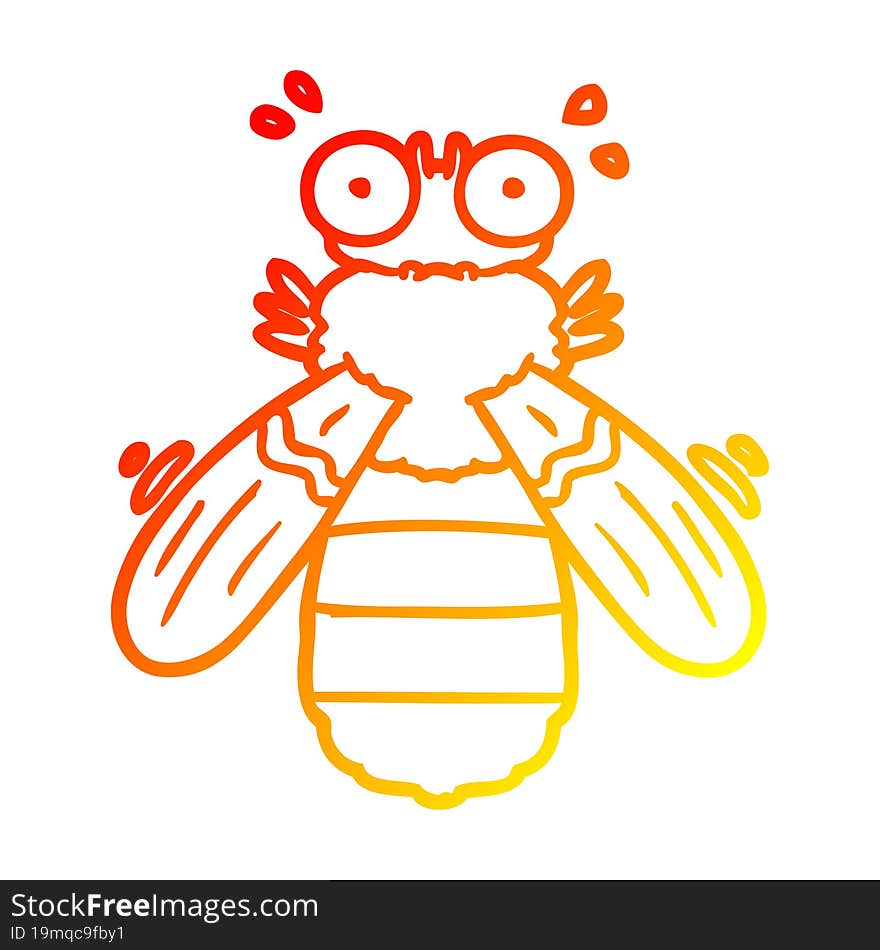 Warm Gradient Line Drawing Cartoon Bee