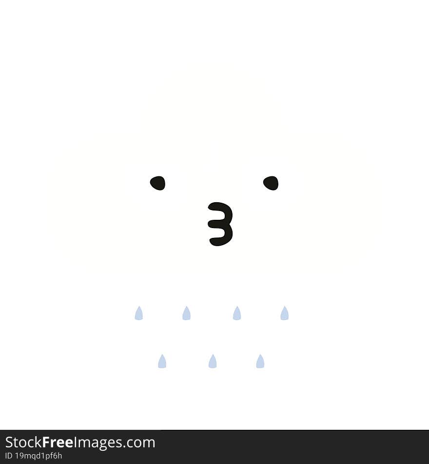 Flat Color Retro Cartoon Rain Cloud