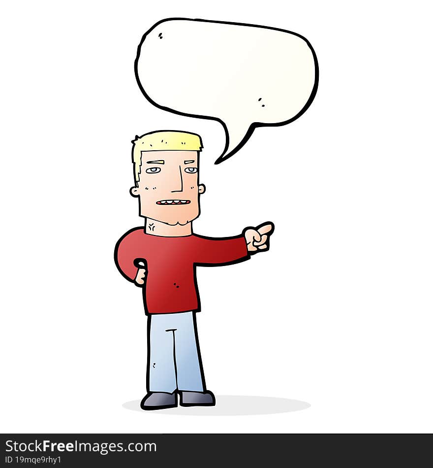 cartoon man pointing with speech bubble