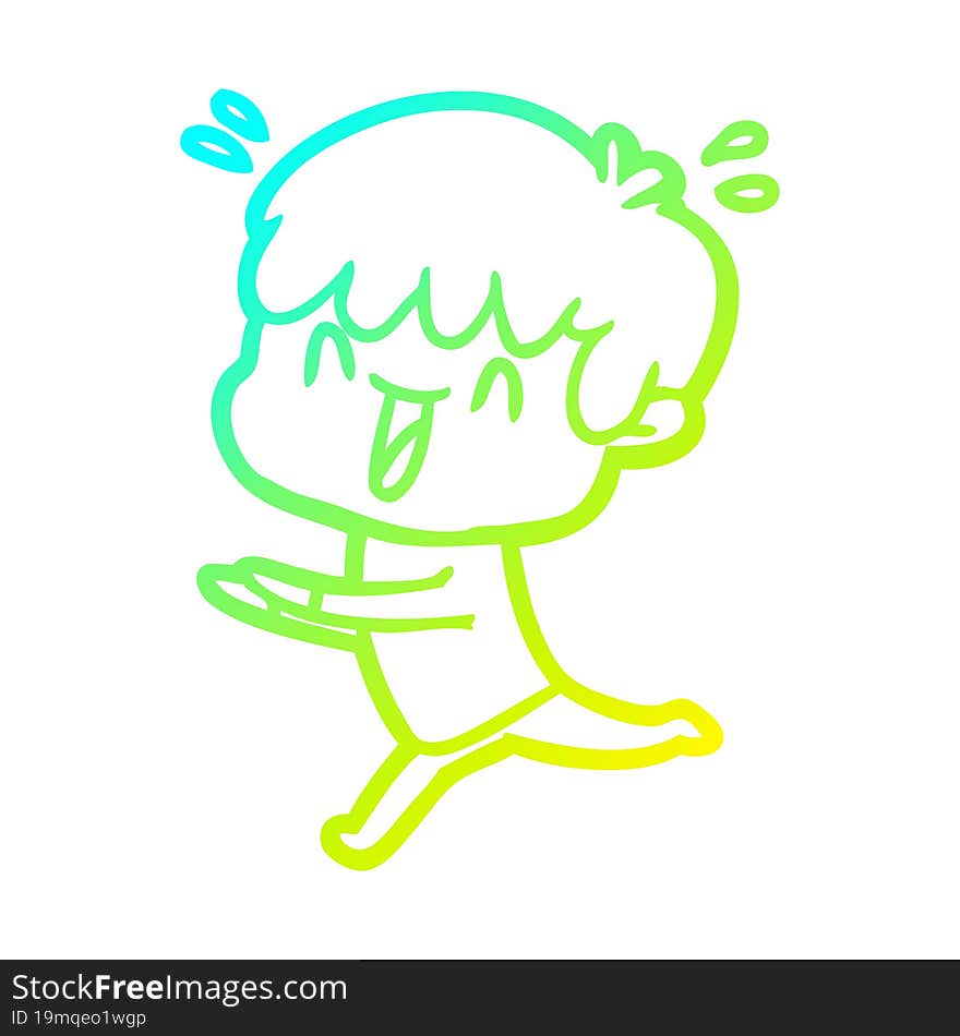 cold gradient line drawing cartoon laughing boy