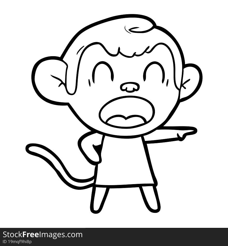 shouting cartoon monkey pointing. shouting cartoon monkey pointing