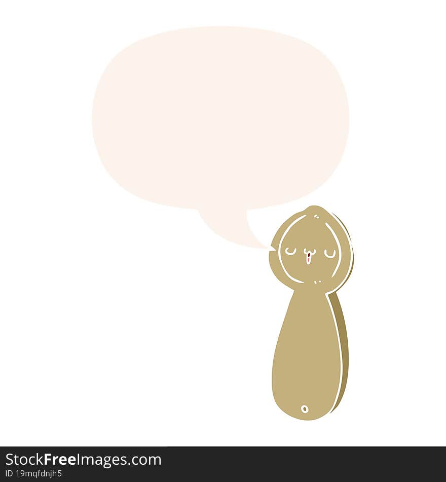 cartoon spoon and speech bubble in retro style