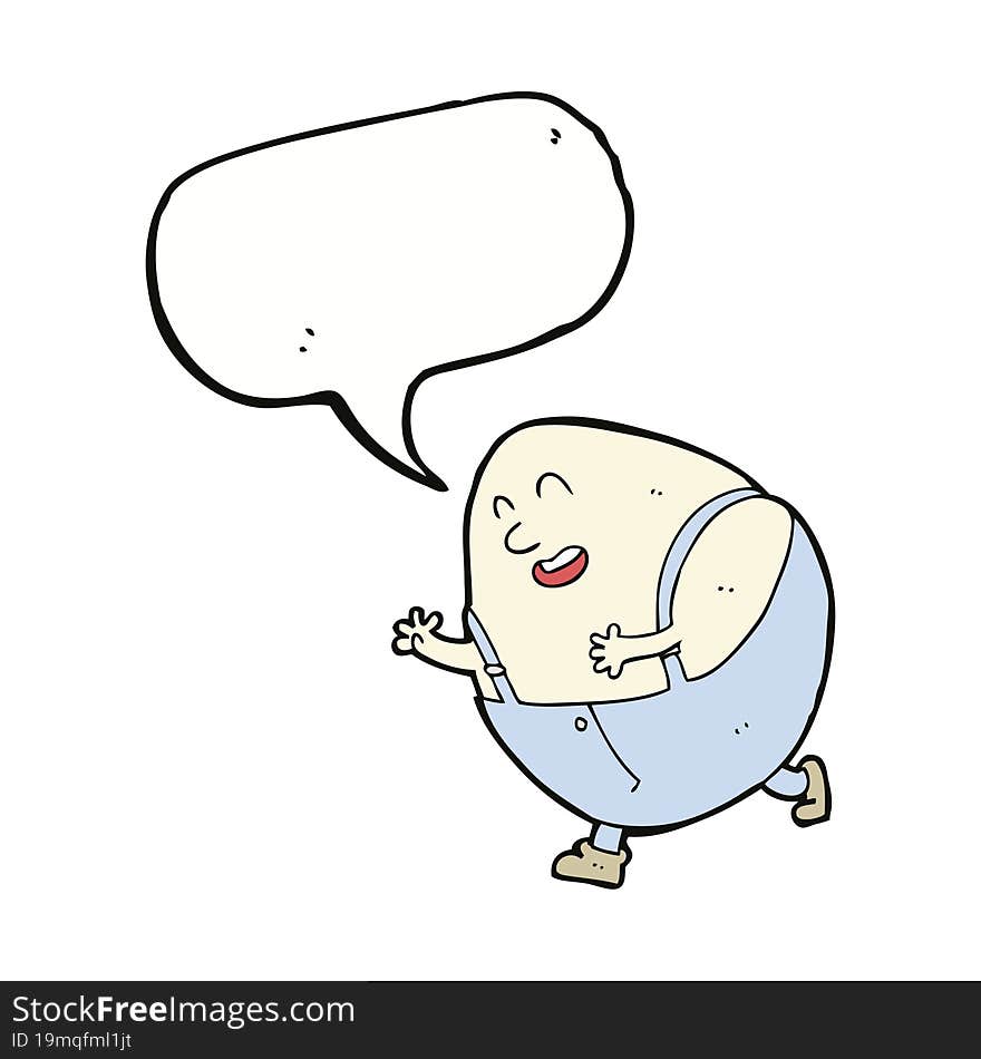 cartoon humpty dumpty egg character with speech bubble