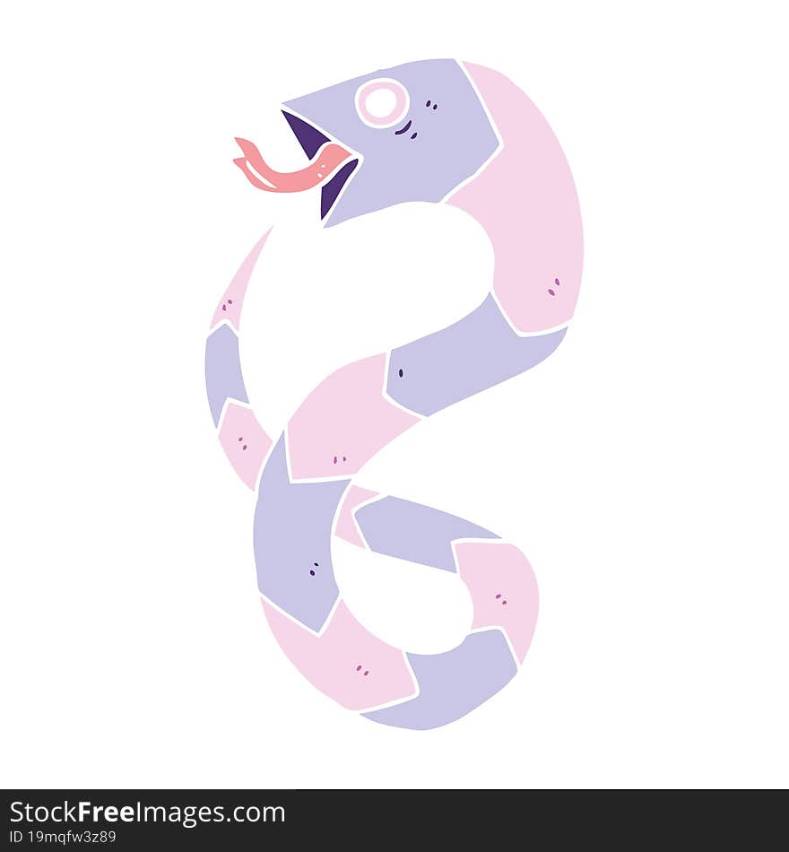 hissing flat color style cartoon snake