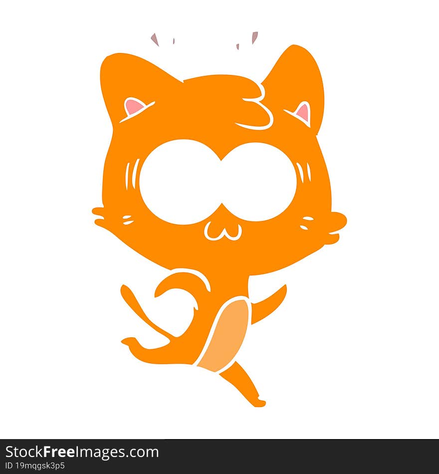 flat color style cartoon surprised cat running