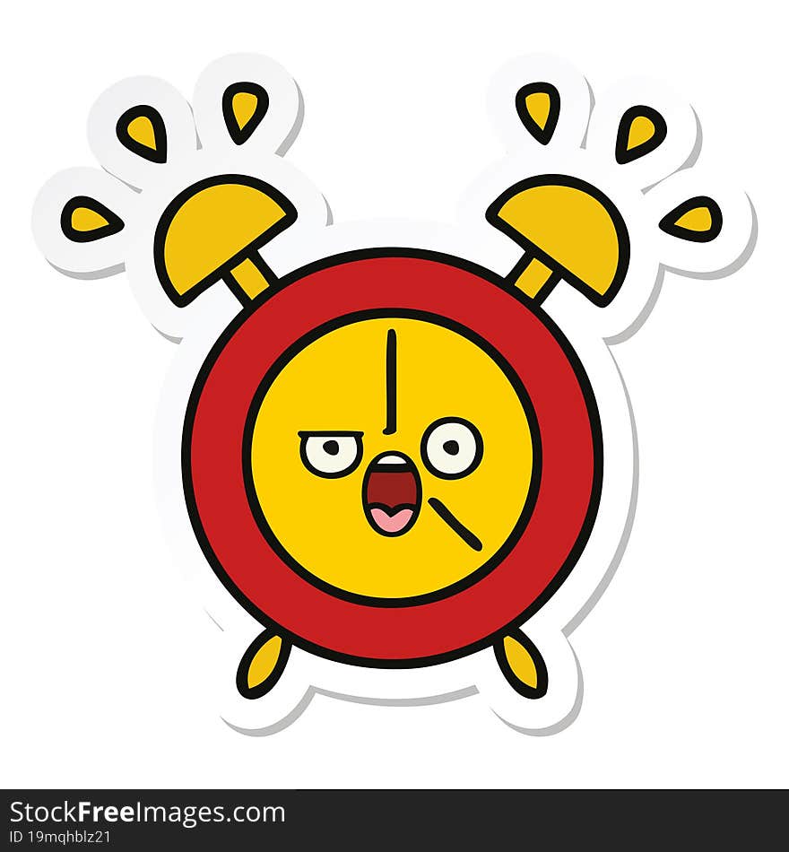 Sticker Of A Cute Cartoon Alarm Clock