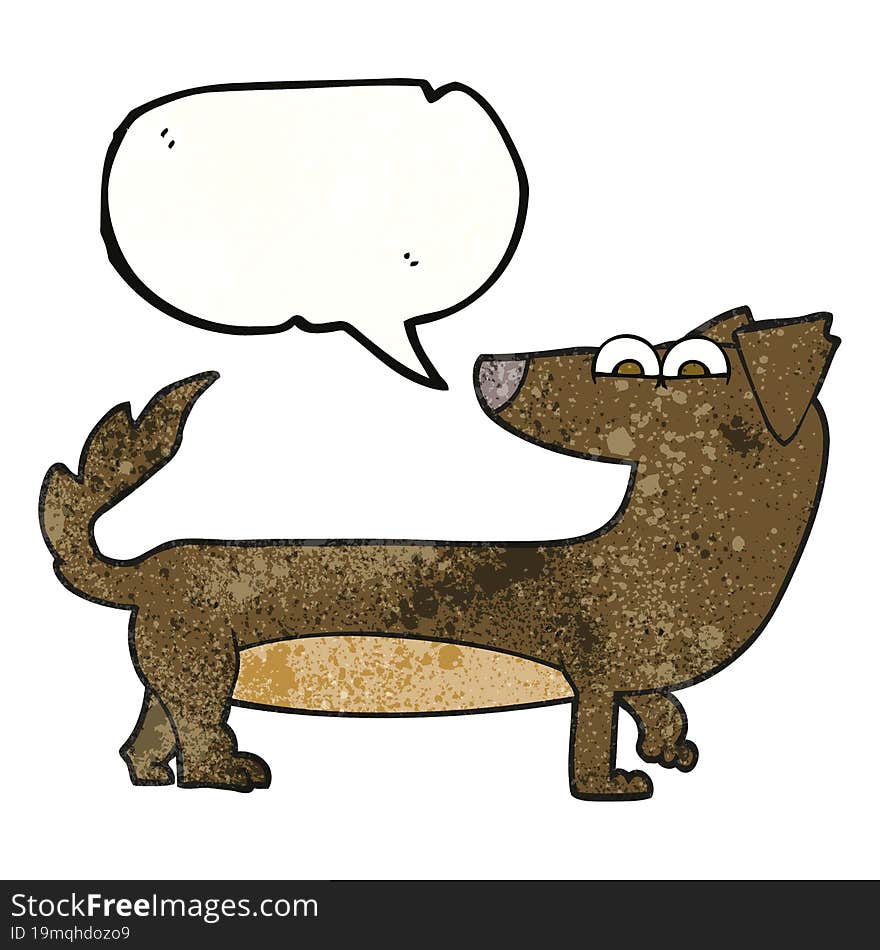 freehand speech bubble textured cartoon dog