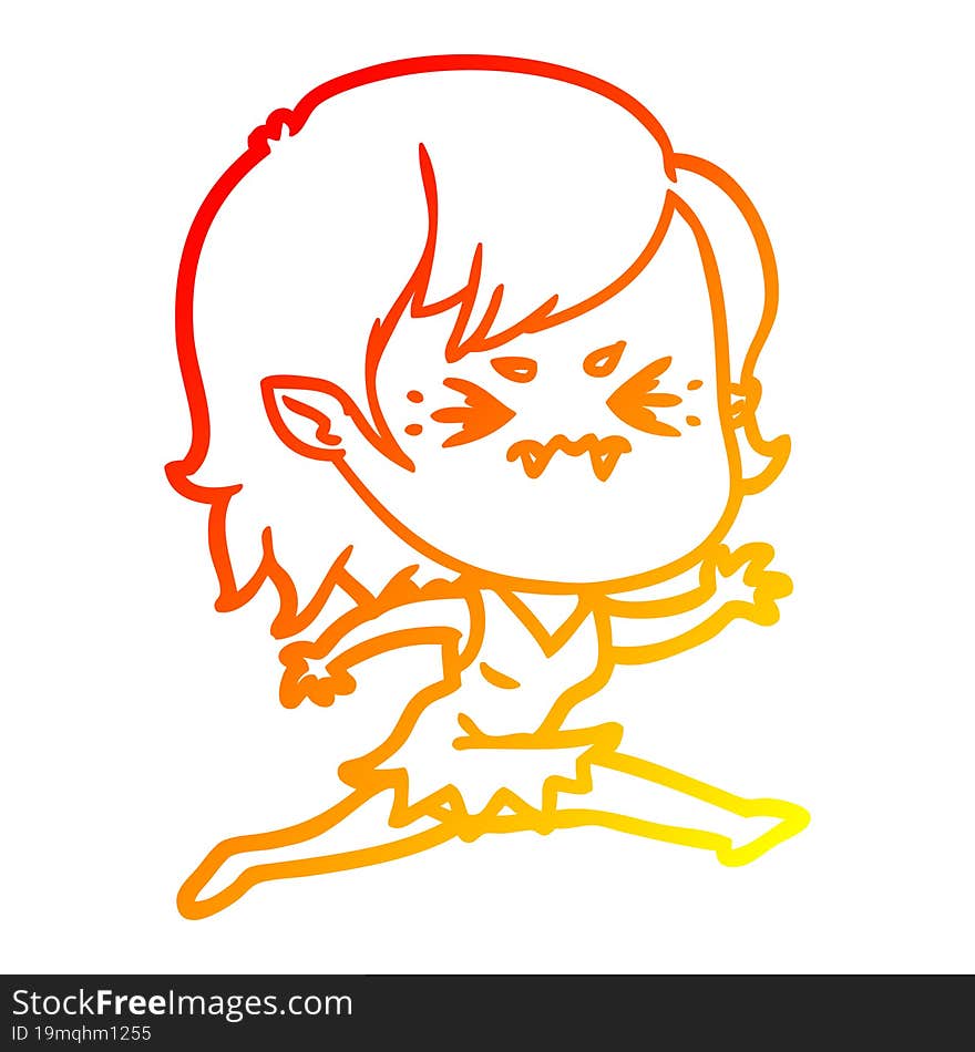 warm gradient line drawing annoyed cartoon vampire girl