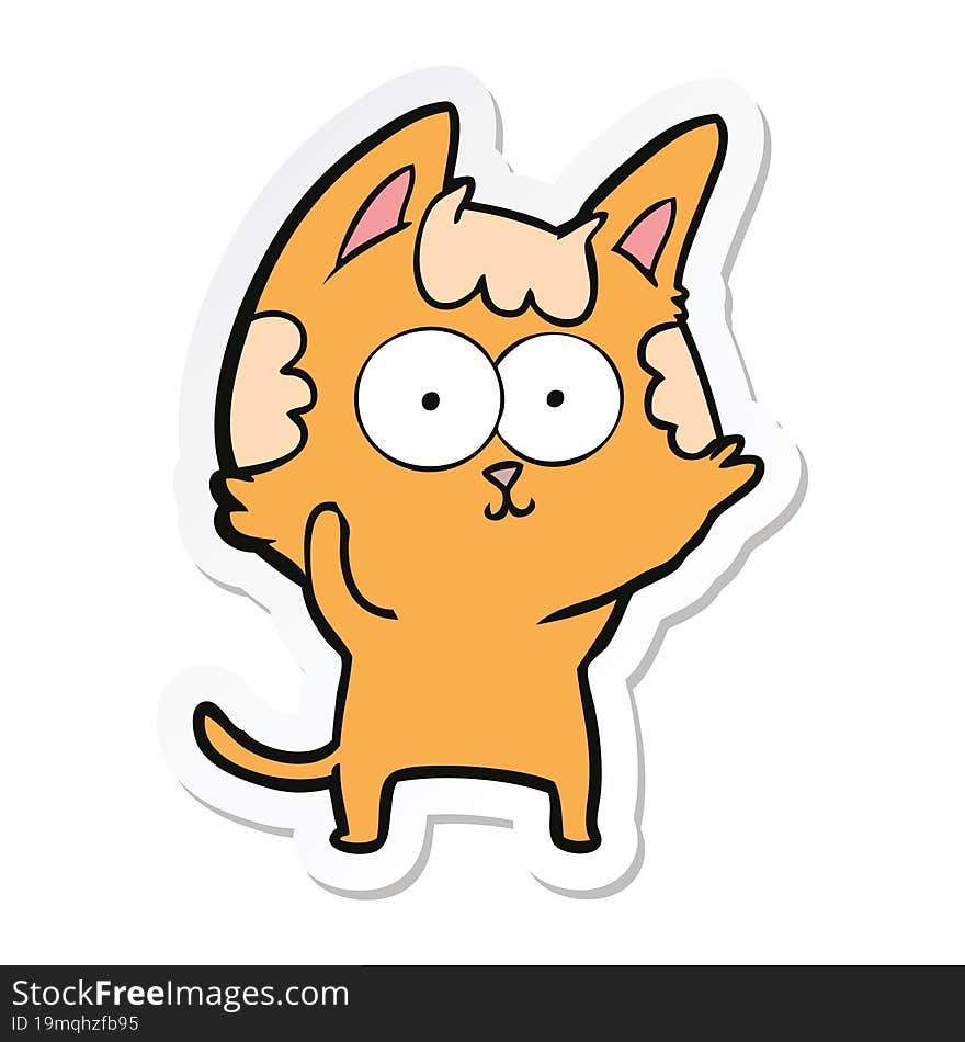 sticker of a happy cartoon cat