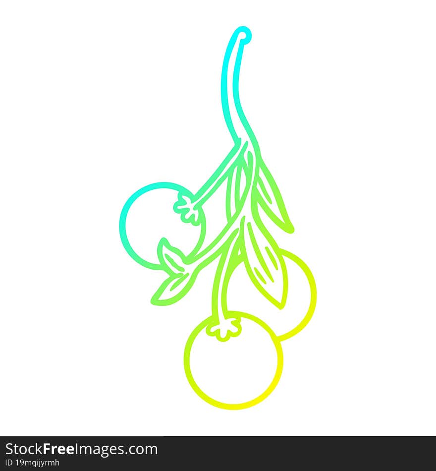 cold gradient line drawing Cartoon mistletoe