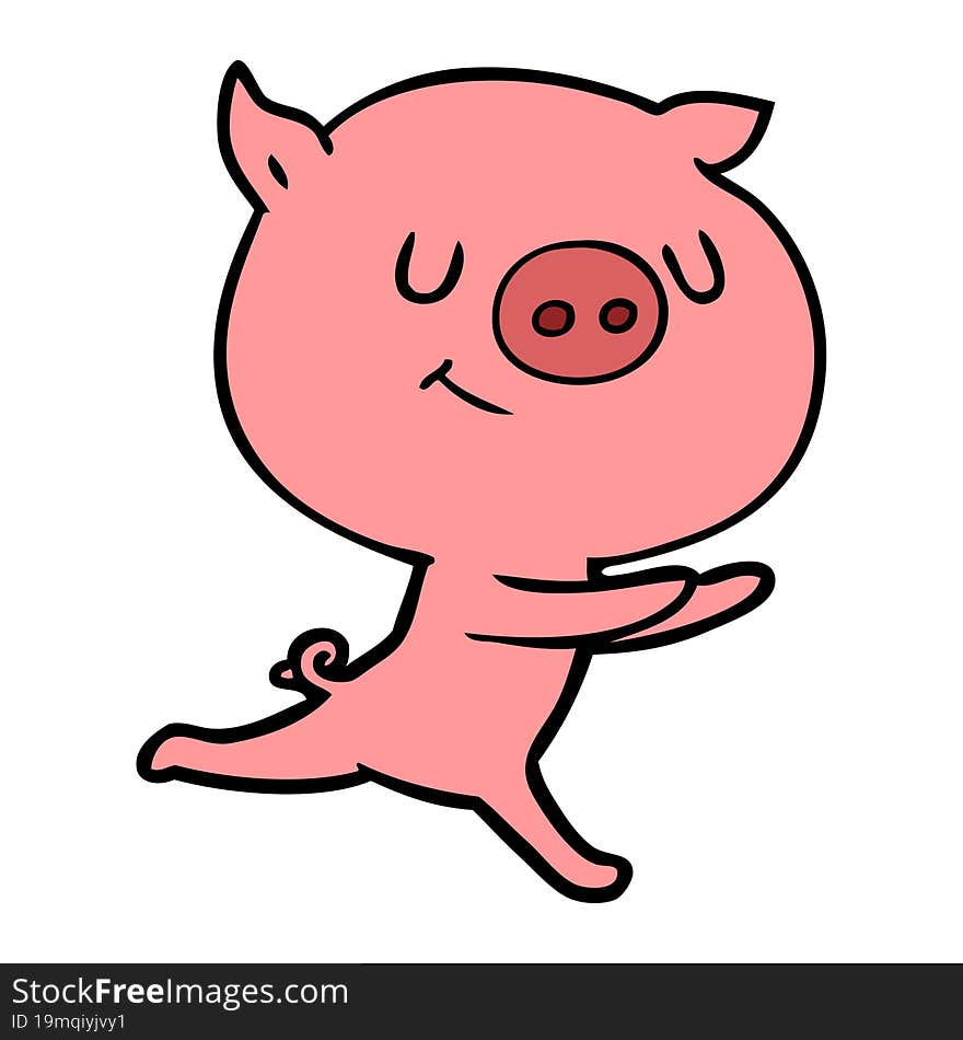 happy cartoon pig. happy cartoon pig