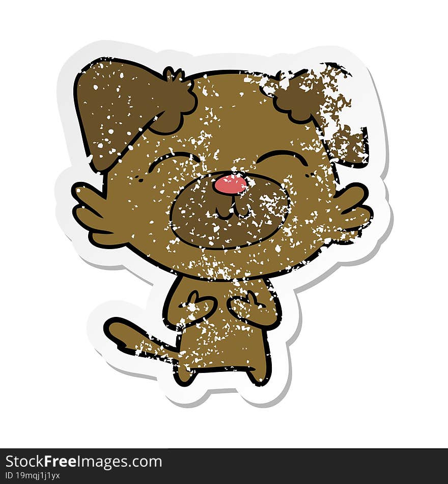 distressed sticker of a cartoon dog