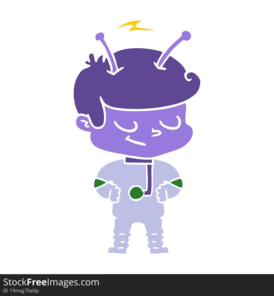 Friendly Flat Color Style Cartoon Spaceman