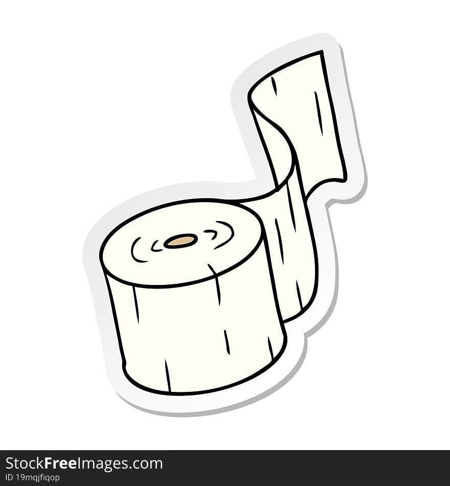 Sticker Cartoon Doodle Of A Toilet Roll