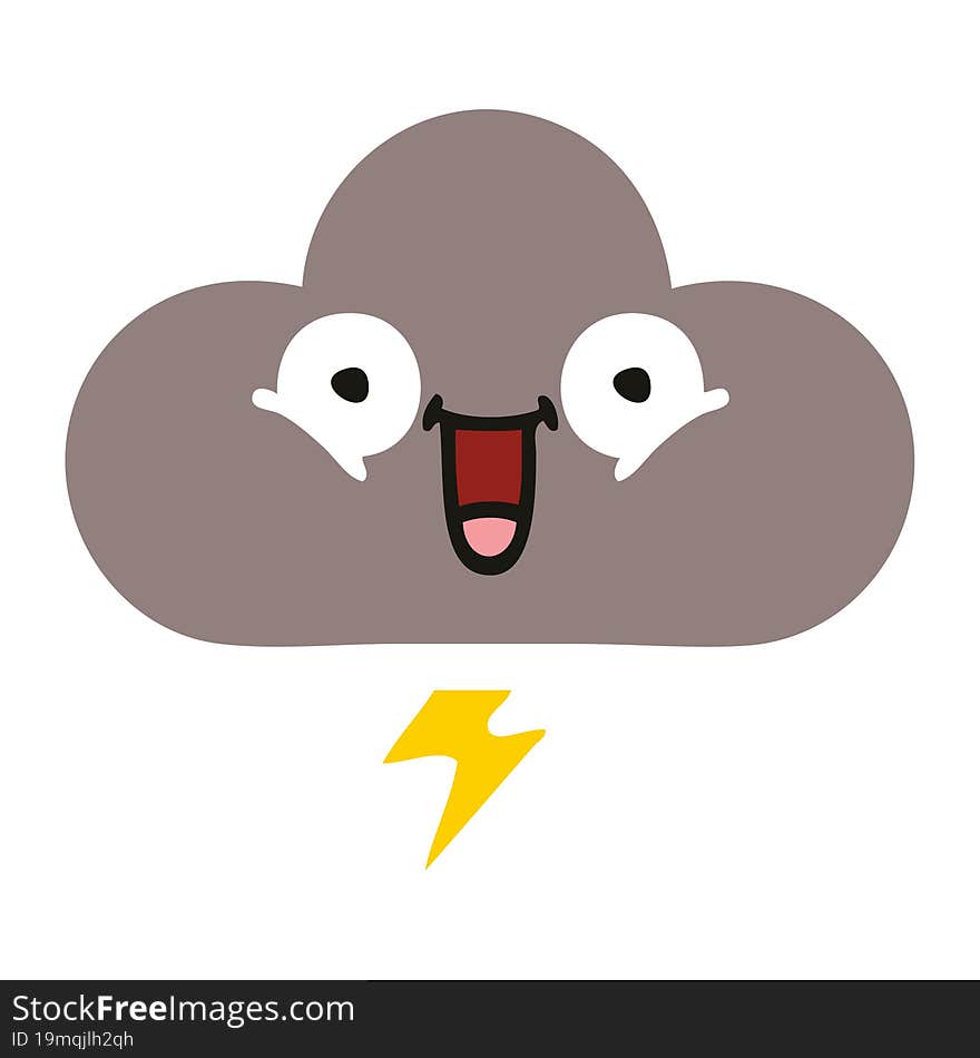 flat color retro cartoon storm cloud