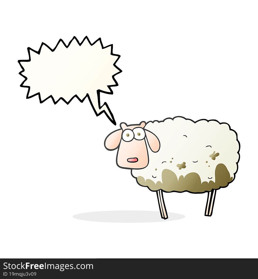 speech bubble cartoon muddy sheep