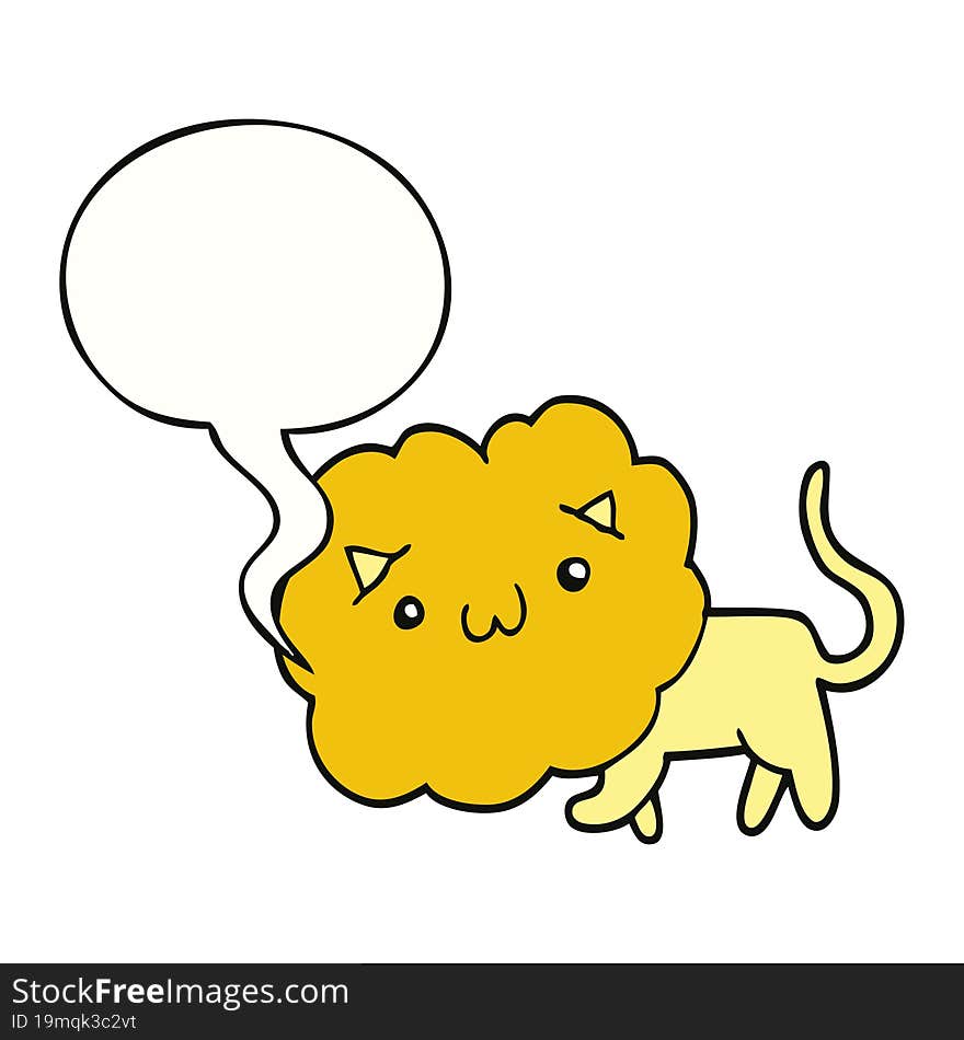 cute cartoon lion and speech bubble