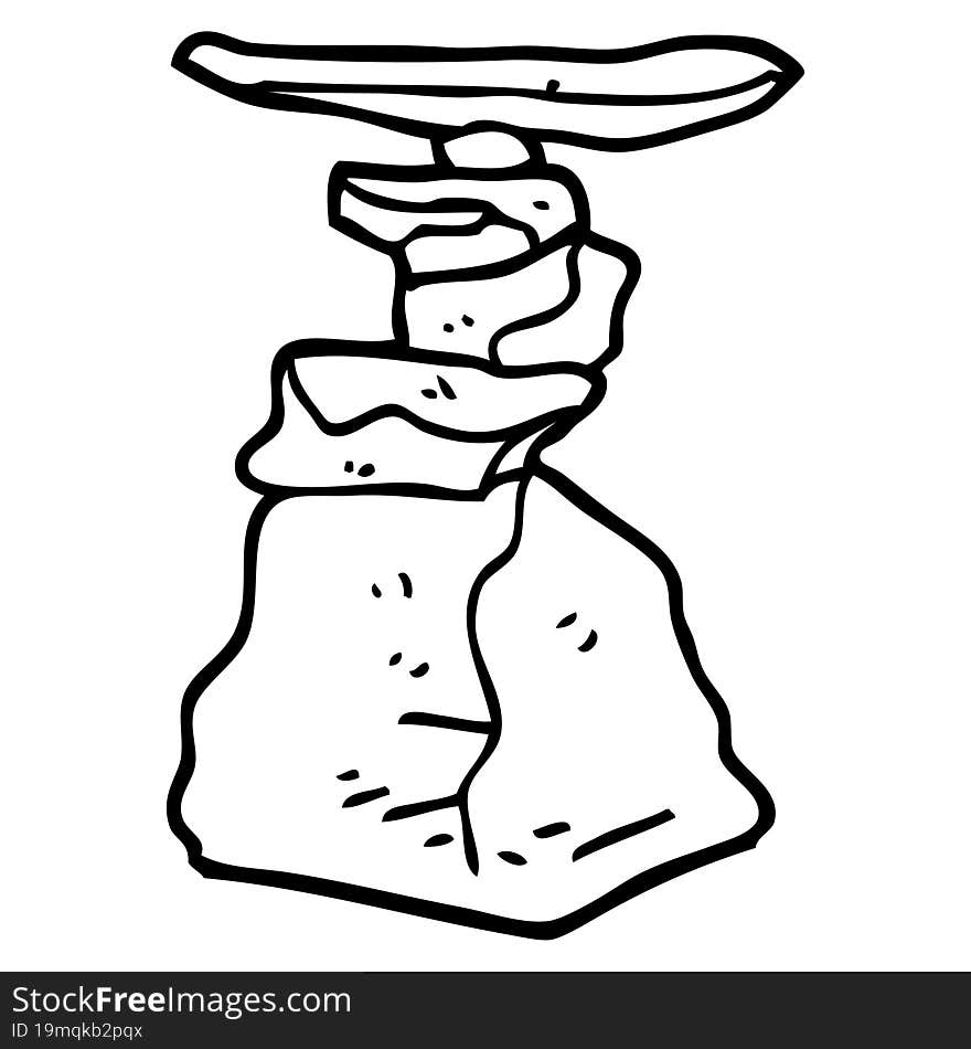 line drawing cartoon stacked rocks