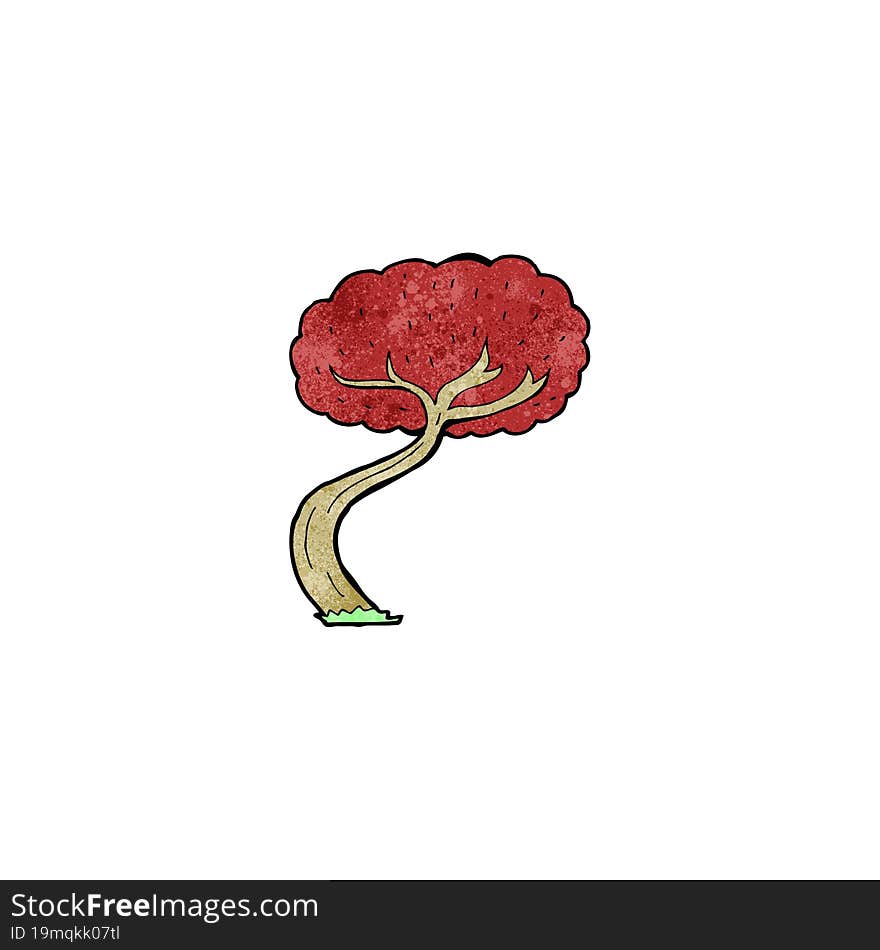 cartoon tree with red leaves