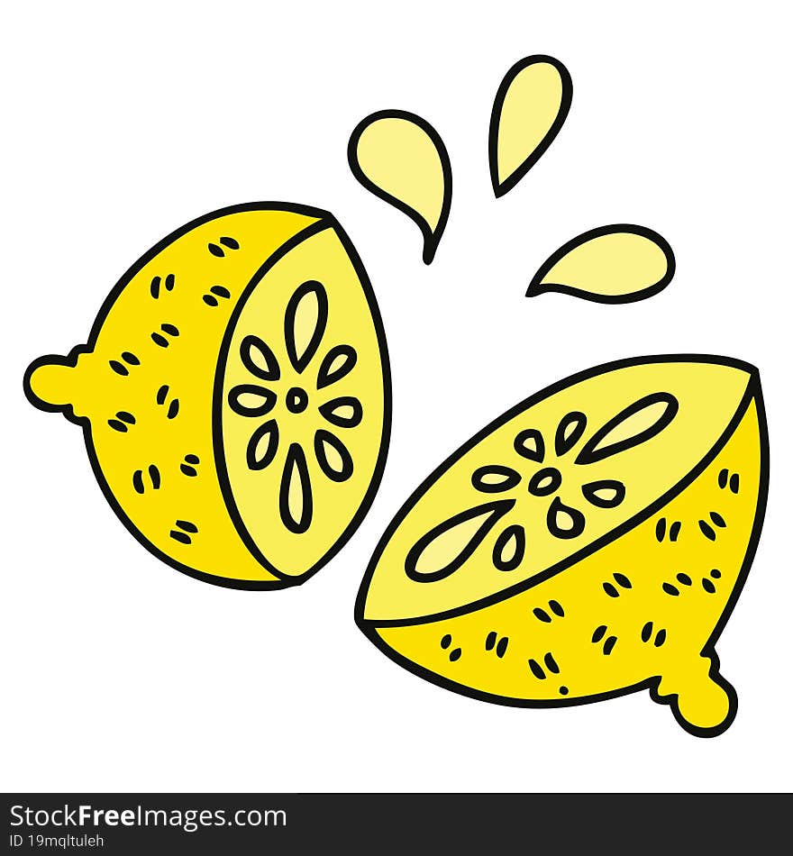 Quirky Hand Drawn Cartoon Lemon