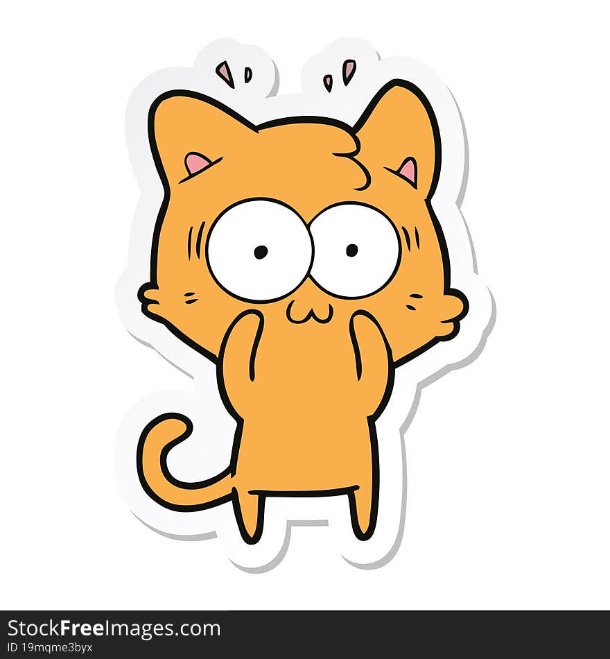 sticker of a cartoon surprised cat