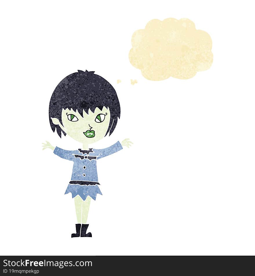 Cartoon Vampire Girl With Thought Bubble