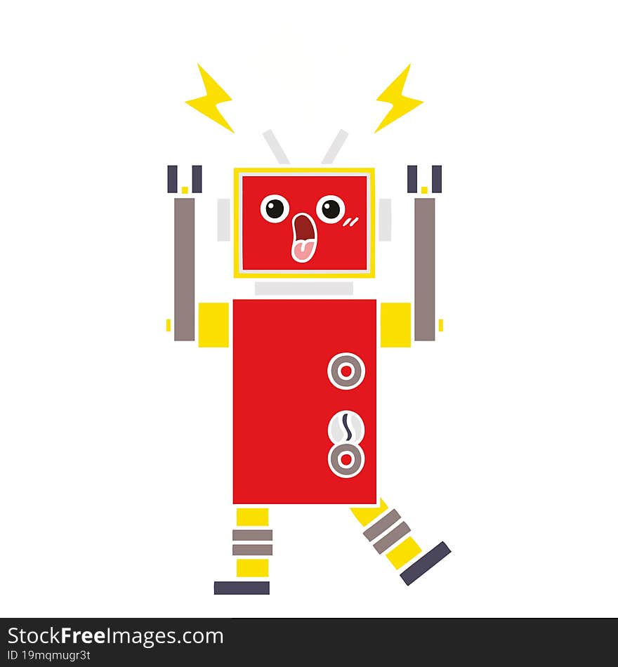 Flat Color Retro Cartoon Robot