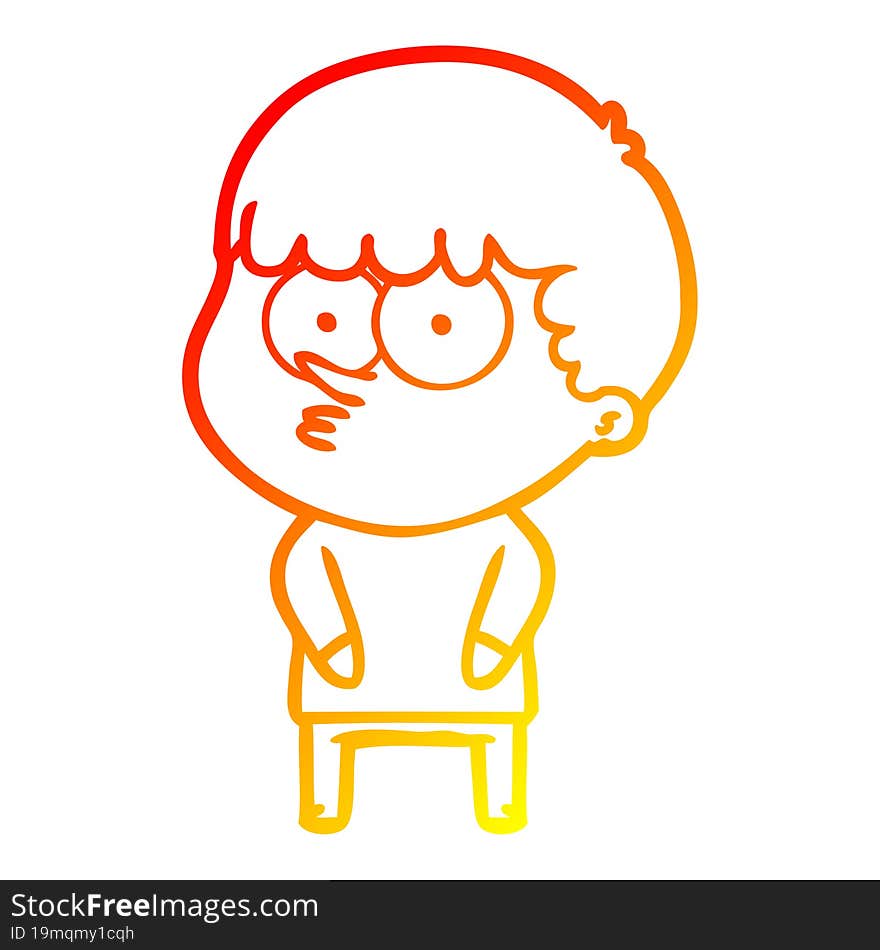 warm gradient line drawing cartoon curious boy