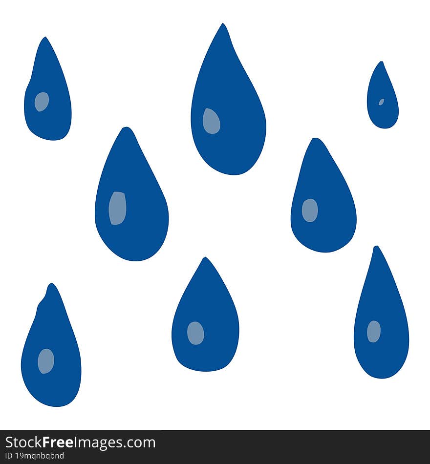 Flat Color Style Cartoon Raindrops