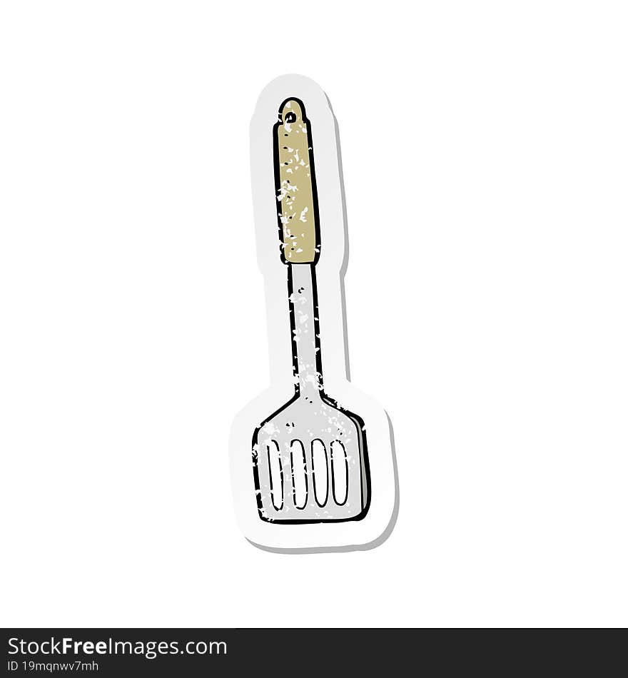 retro distressed sticker of a cartoon kitchen spatula