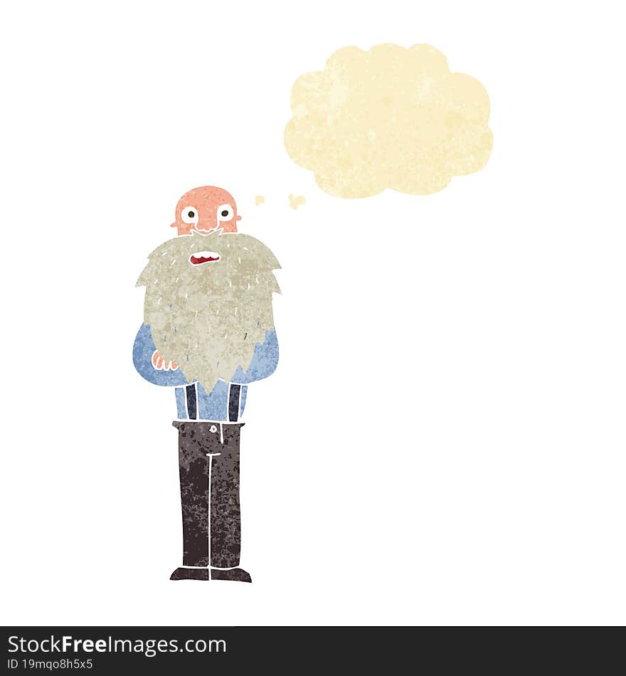 Cartoon Bearded Old Man With Thought Bubble