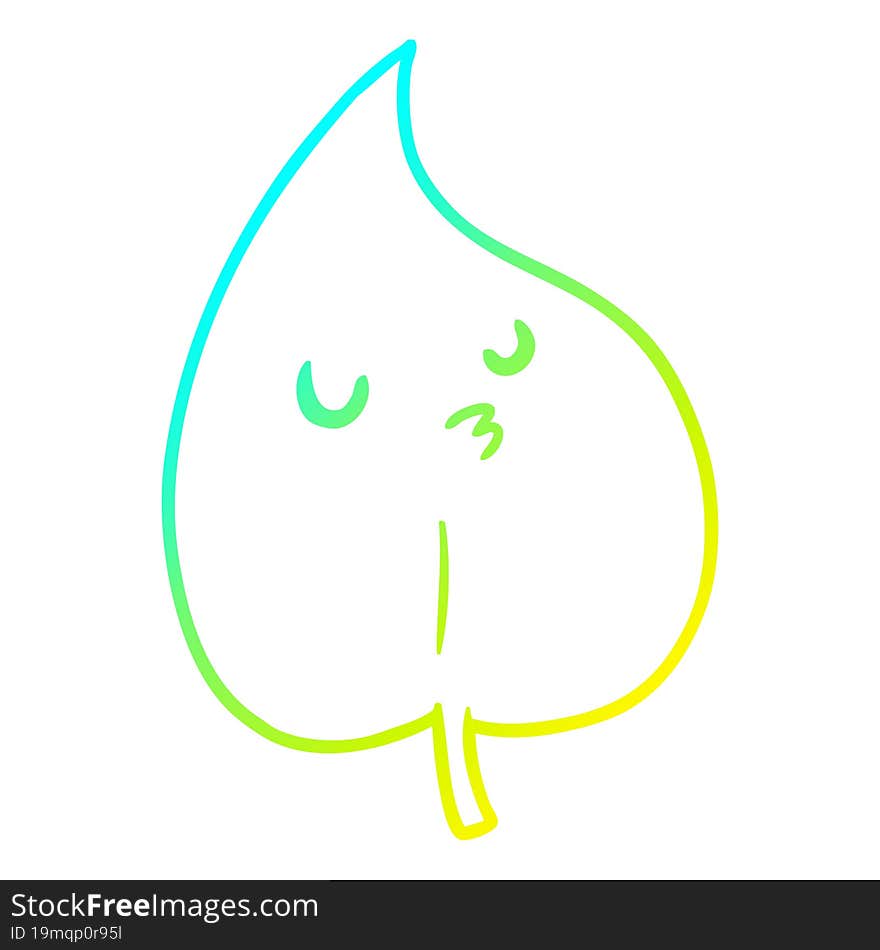 cold gradient line drawing cartoon autumn leaf