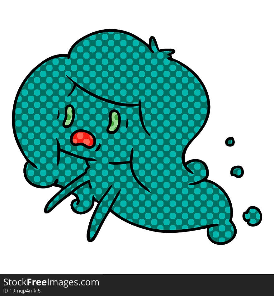 cartoon of kawaii scary ghost