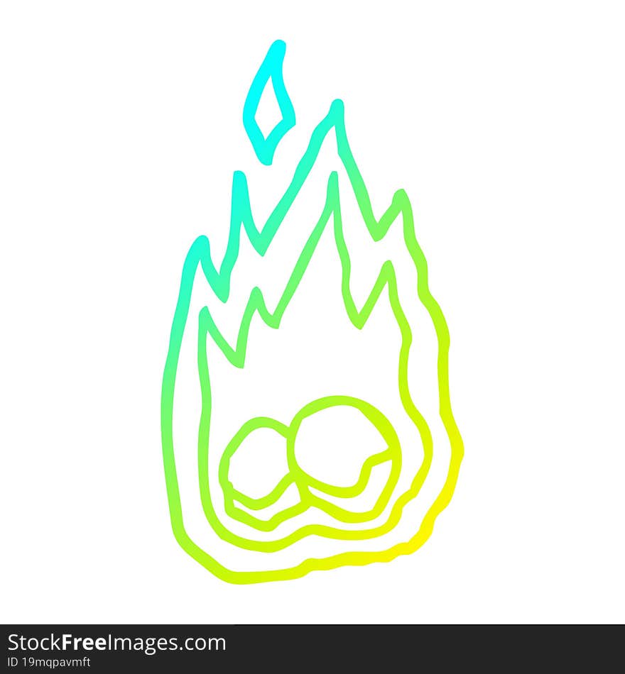 cold gradient line drawing cartoon spooky burning halloween coals