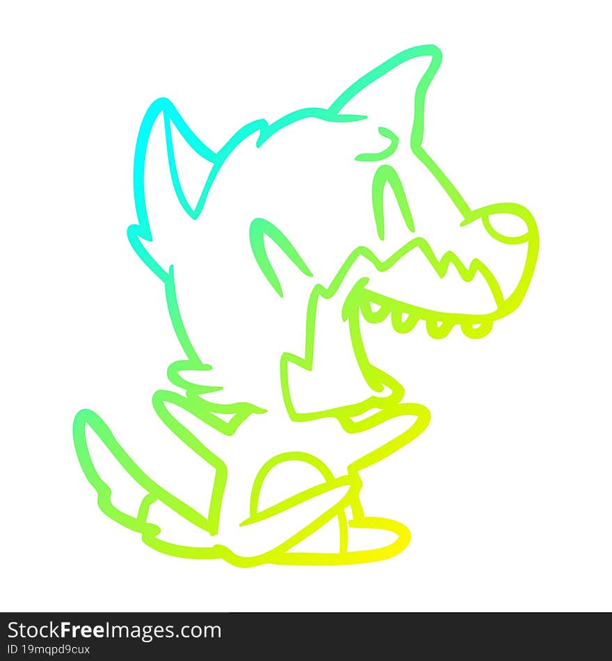 cold gradient line drawing of a laughing fox cartoon