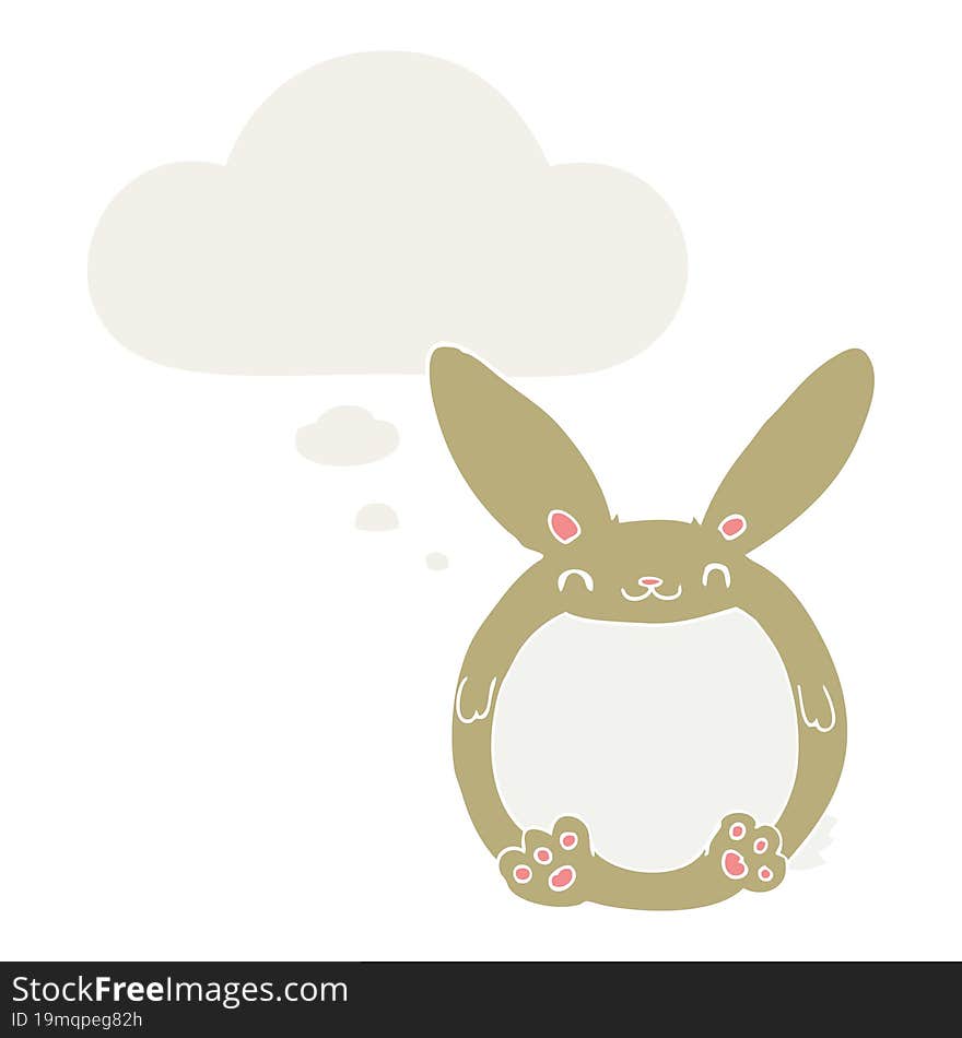 Cartoon Rabbit And Thought Bubble In Retro Style