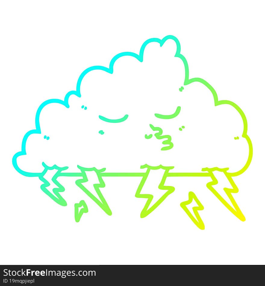 cold gradient line drawing cartoon storm cloud