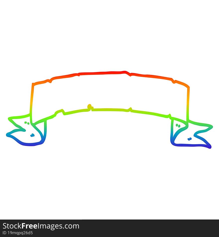 rainbow gradient line drawing of a cartoon scroll banner