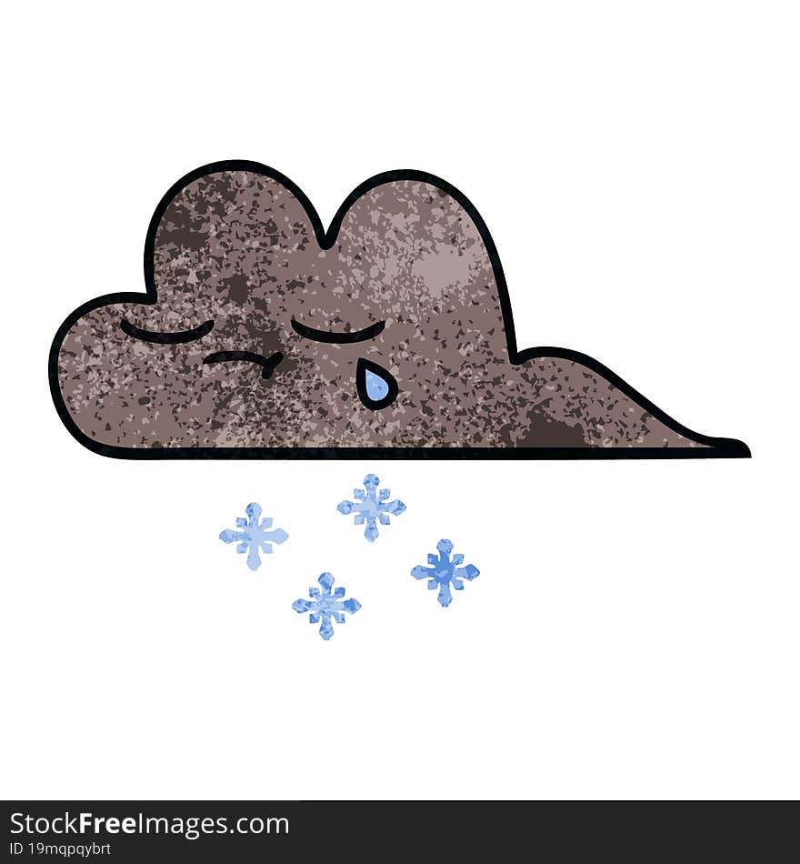 retro grunge texture cartoon of a storm snow cloud