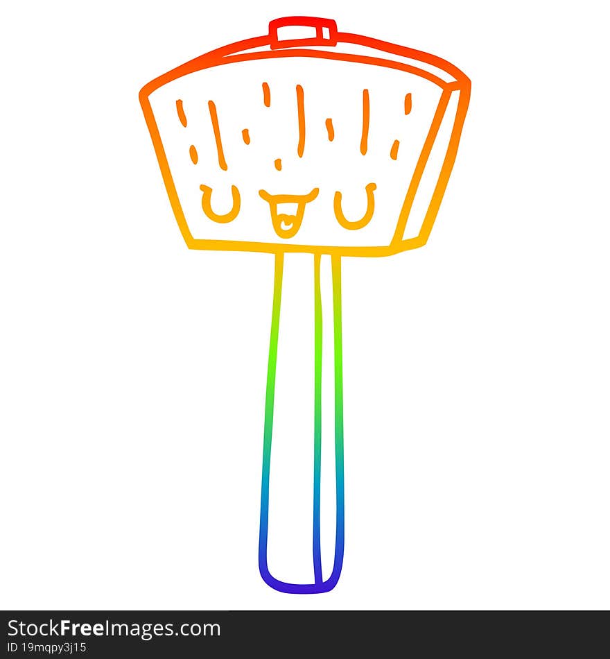 rainbow gradient line drawing cartoon mallet