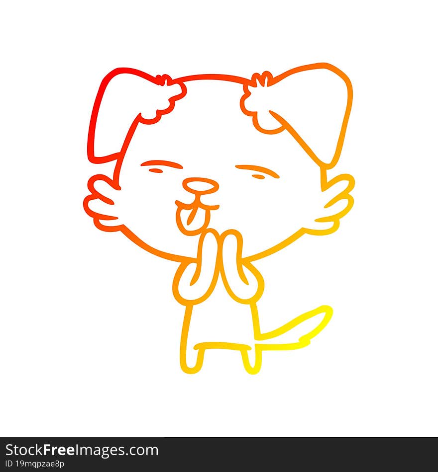 warm gradient line drawing cartoon dog sticking out tongue