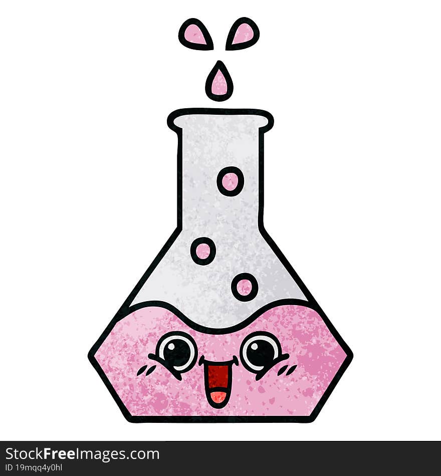 retro grunge texture cartoon of a science beaker