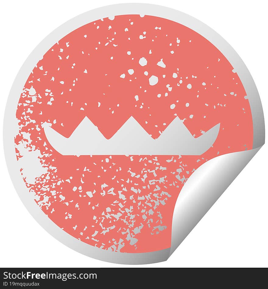 distressed circular peeling sticker symbol of a lilly pad