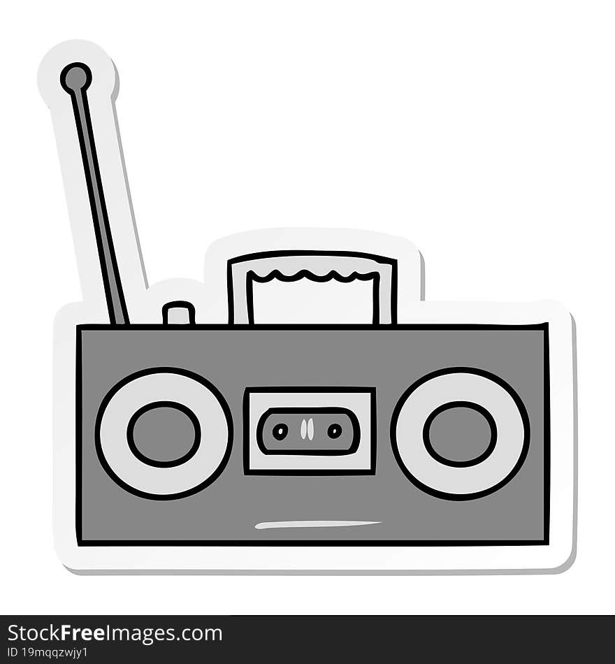 hand drawn sticker cartoon doodle of a sticker cassette player