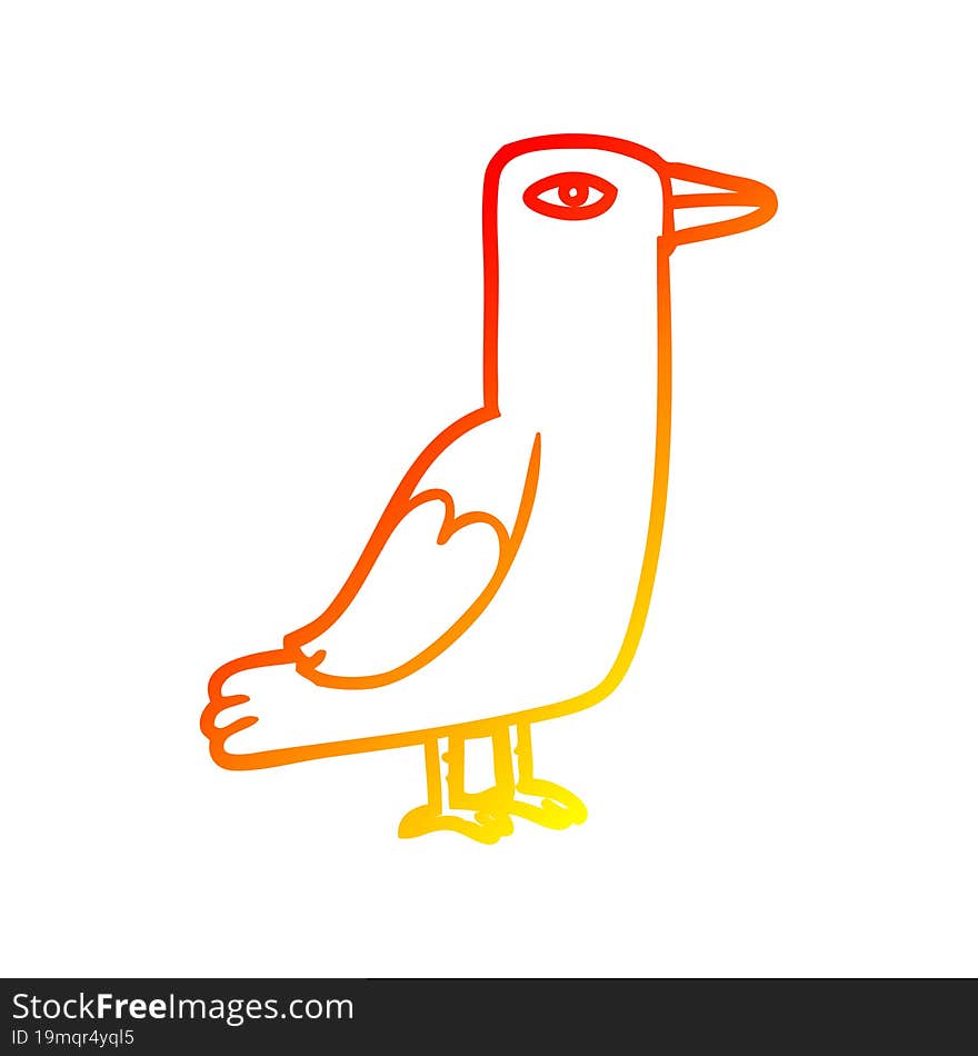 warm gradient line drawing of a Cartoon bird