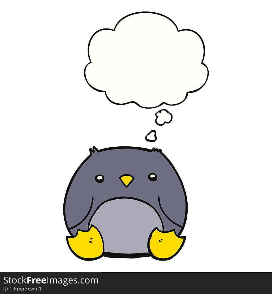 cartoon penguin with thought bubble. cartoon penguin with thought bubble