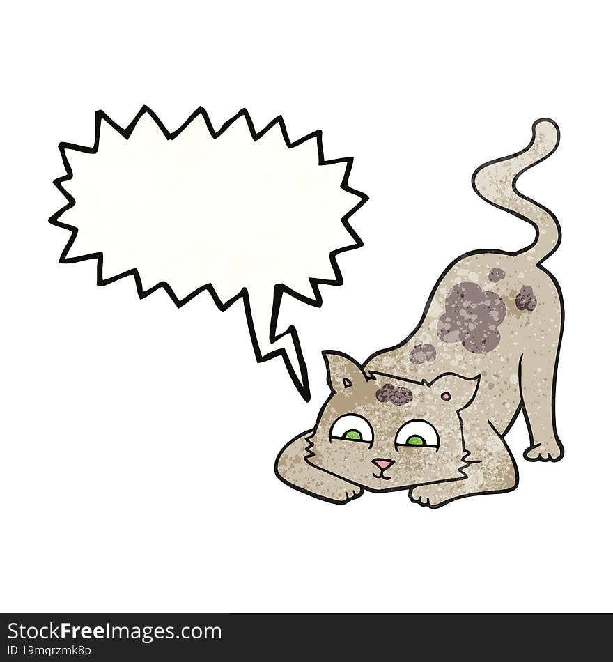 speech bubble textured cartoon cat