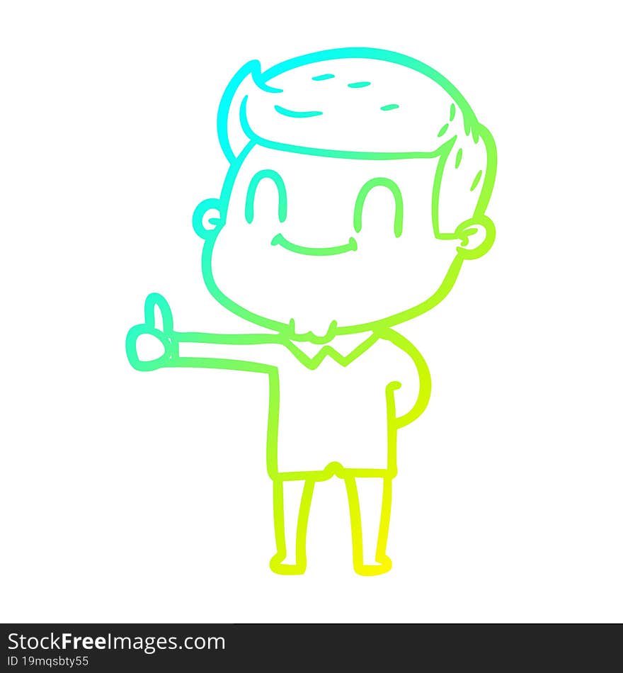 cold gradient line drawing of a cartoon friendly man