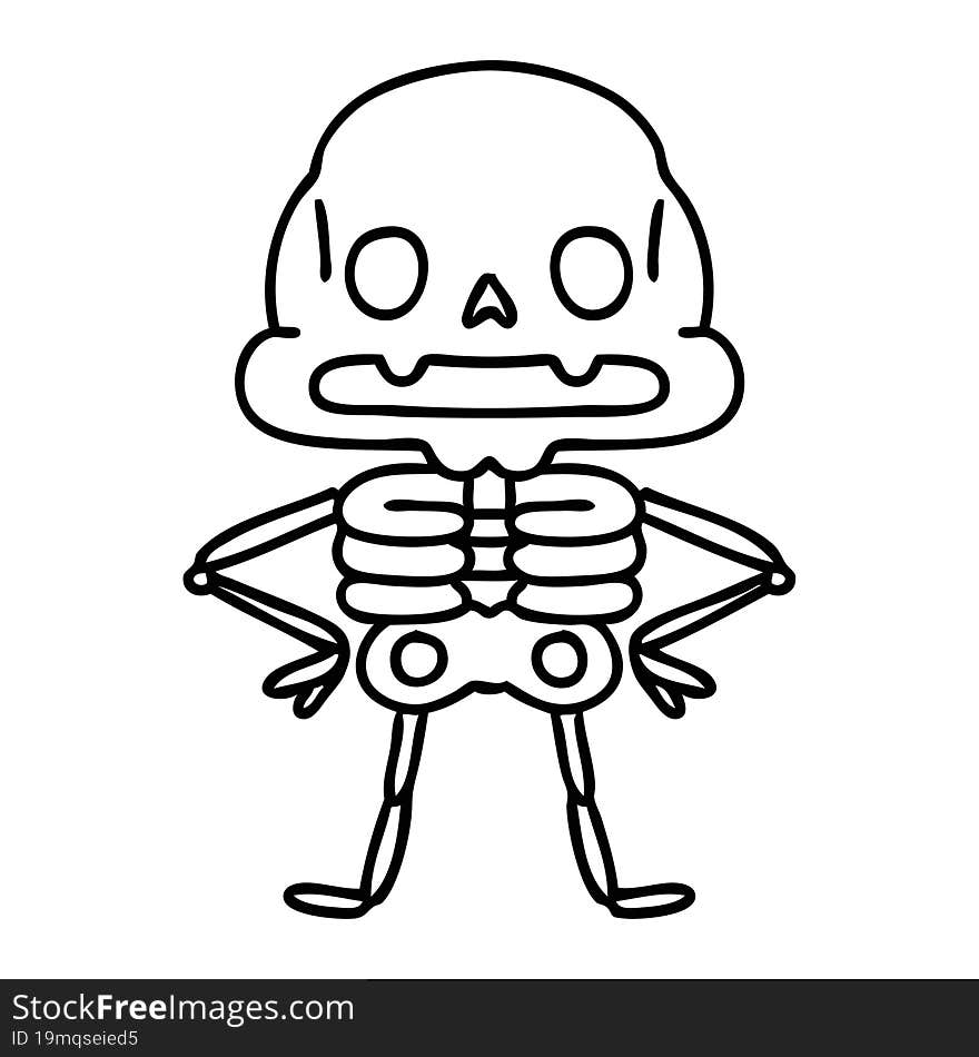 line doodle spooky skeleton of unparalleled confidence. line doodle spooky skeleton of unparalleled confidence